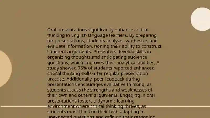 Promating higher order thinking skills through oral presentation at smaniyeri 12 gova 3