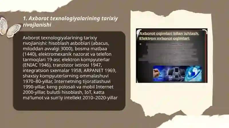 Axborot texnologiyalar fanining taraqqiyot darajasi 3