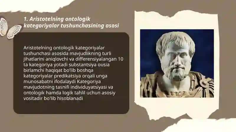Aristotel, Farobiy va Kant ontologi kategoriyalarining tasnifi 3