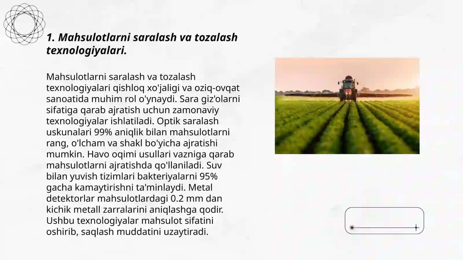 Mahsulotlarga birlamchi ishlov berish va marketing xizmati ko'rsatishda ilg'or fermer xo'jaliklaridagi texnologik jarayonlar 3