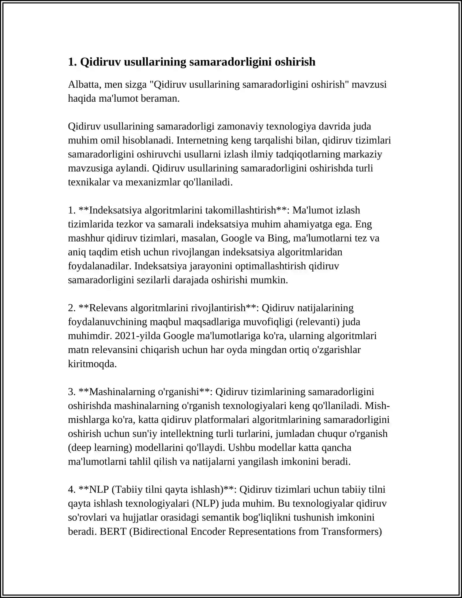 EFFICIENCY AND OPTIMIZATION OF SEARCH METHODS 3