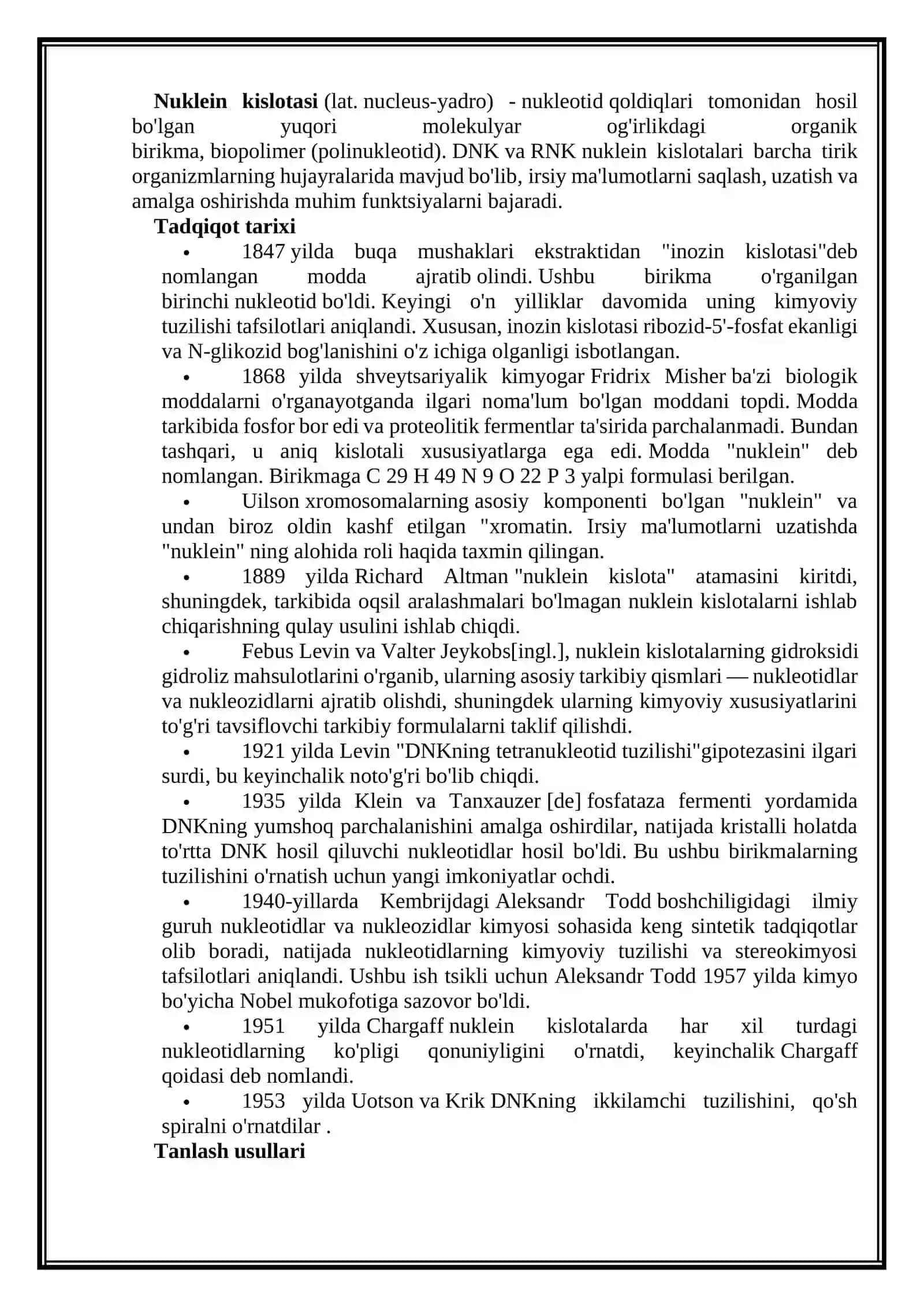 Nuklein kislotalar.Fermentlar.Lipid va lipoidlar 3