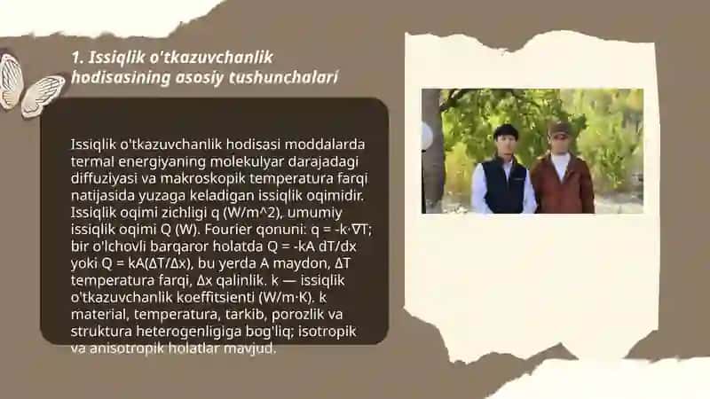 Issiqlik o'tkazuvchanlik hodisasi va unga ta'sir etuvchi omillar 3