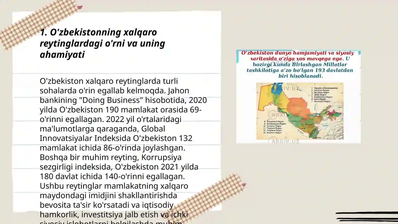 O'zbekistonni xalqaro reytinglardagi ko'rsatgichlarini ko'tarishning tarixiy VA siyosiy ahamiyati 3