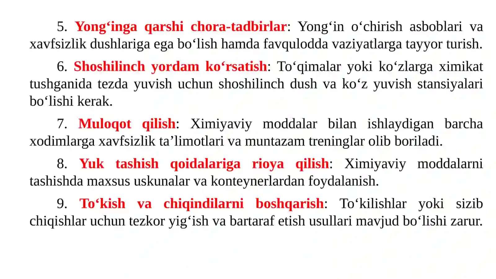 Kimyoviy moddalar bilan ishlashda xavfsizlik qoidalari 3