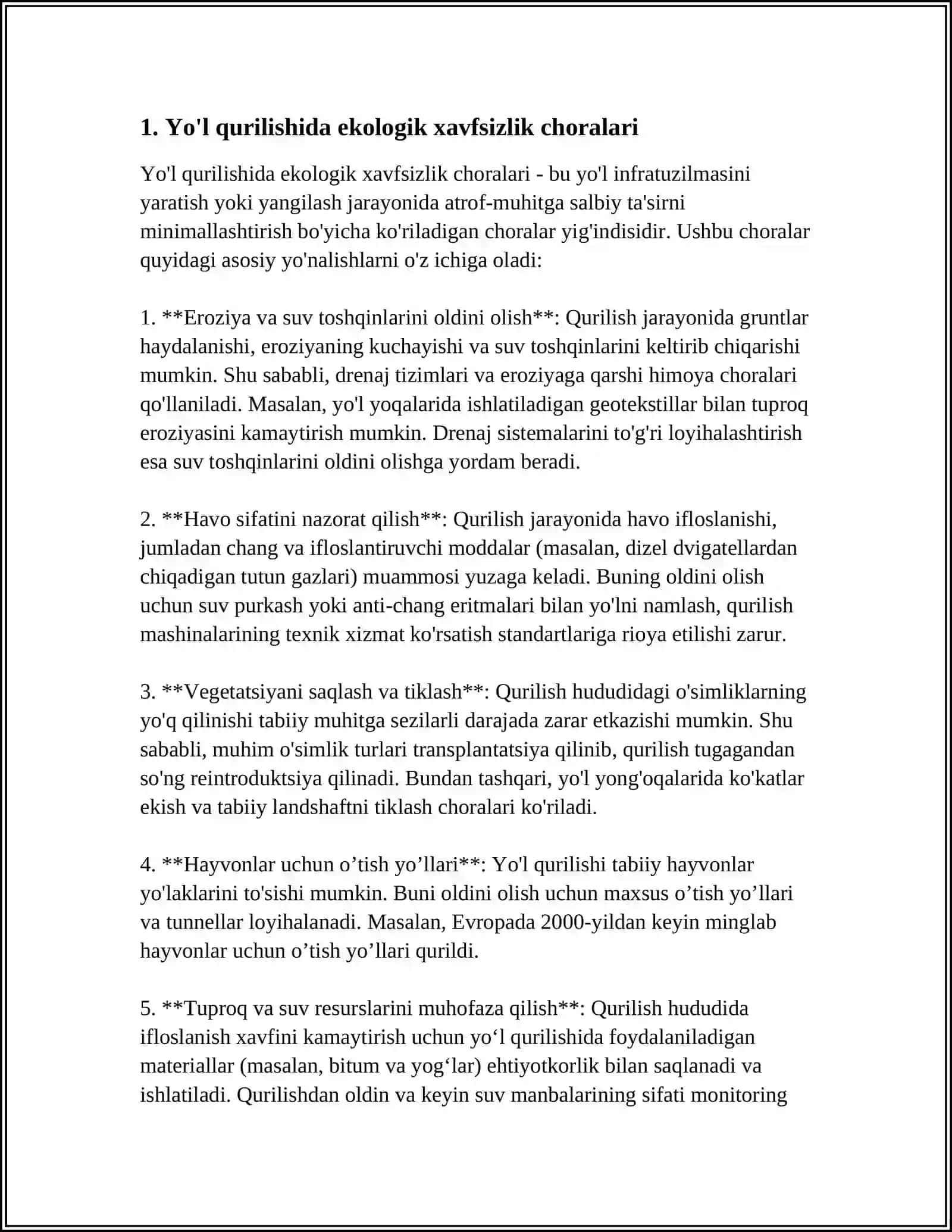 YO'LNI TAMIRLASH ISHLARINI ATROF-MUHITGA SALBIY TASIRINI KAMAYTIRISH 3