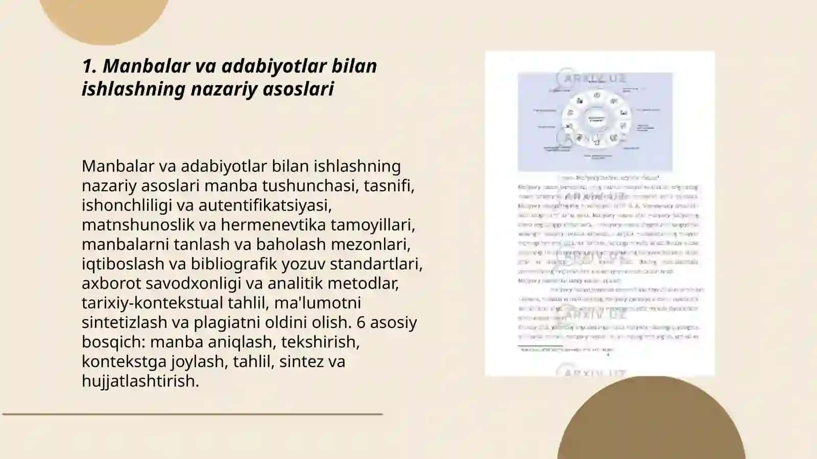 Manbalar va adabiyotlar bilan ishlashning mohiyati, amalga oshirish jarayonlari 3