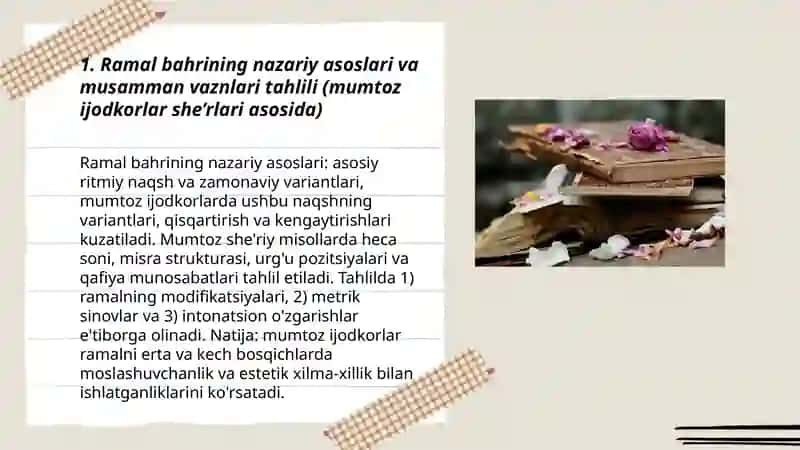 Ramal bahrining musamman vaznlari tahlili (Mumtoz ijodkorlar she’rlari asosida) 3