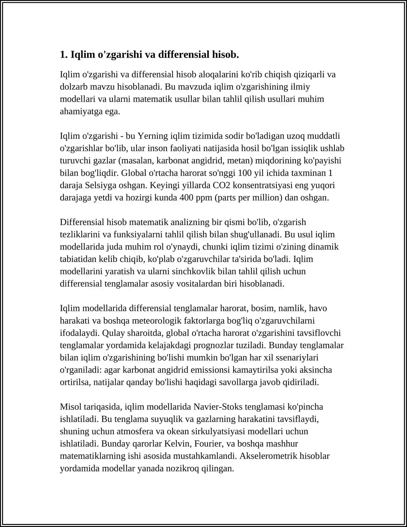 IQLIM VA OB-HAVO MODELLASHTIRISHDA DIFFERENSIAL HISOB TADBIQLARI 3