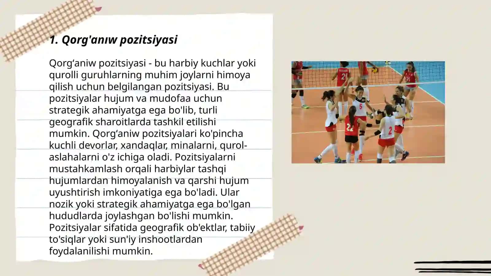 Voleybol hu'jim ha'm qorg'anıw texnikasi klassifikasiyasi 3