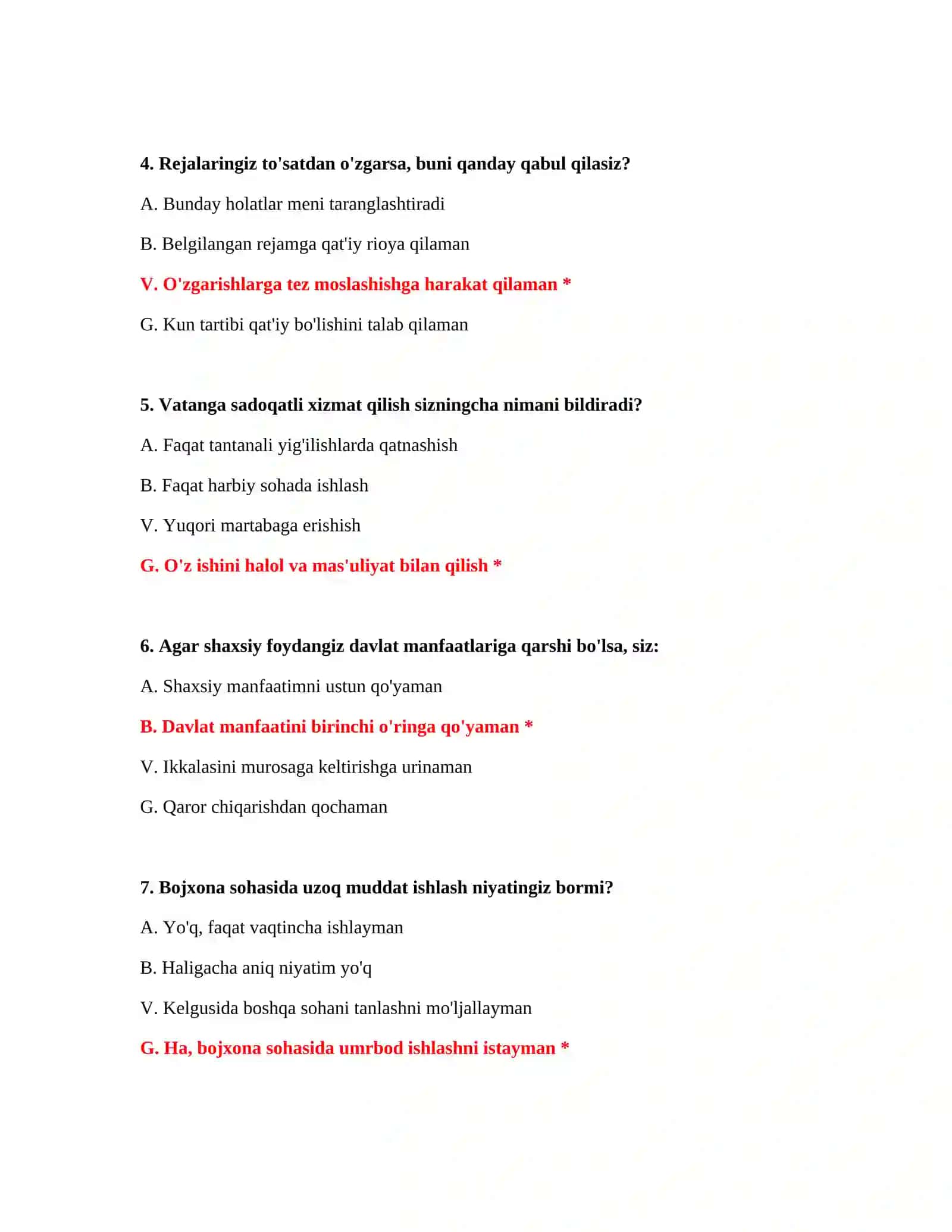 Bojxona imtihon test savollari va javoblari 3
