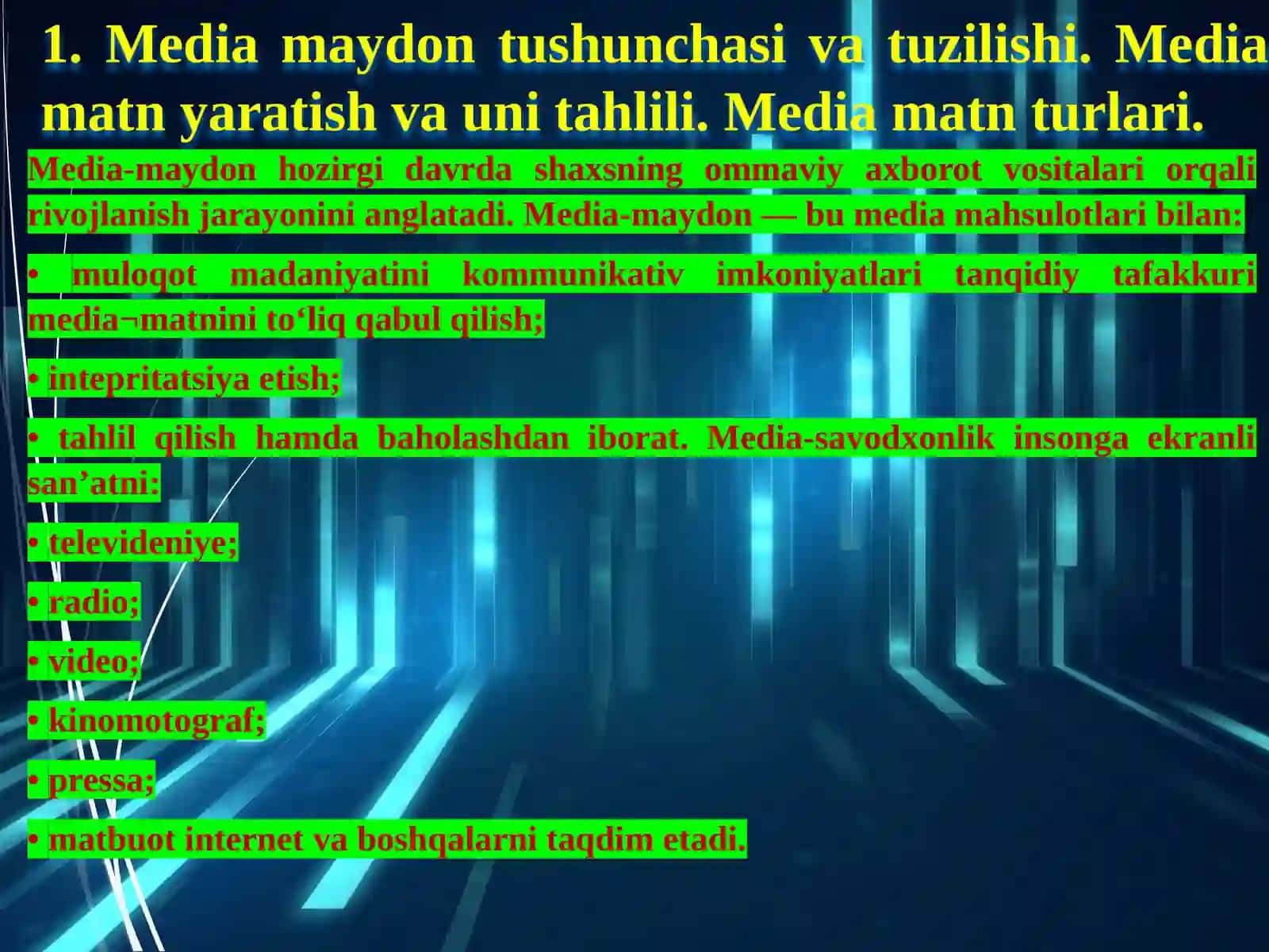 Media maydon tuzilishi vainternet jurnalistikasida raqobat muhiti 3