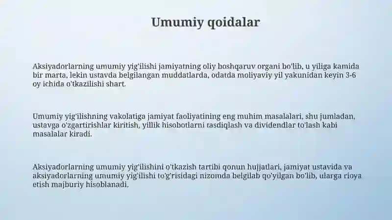 Umumiy Aksiyadorlar Yig'ilishini Chaqirish Tartibi 3