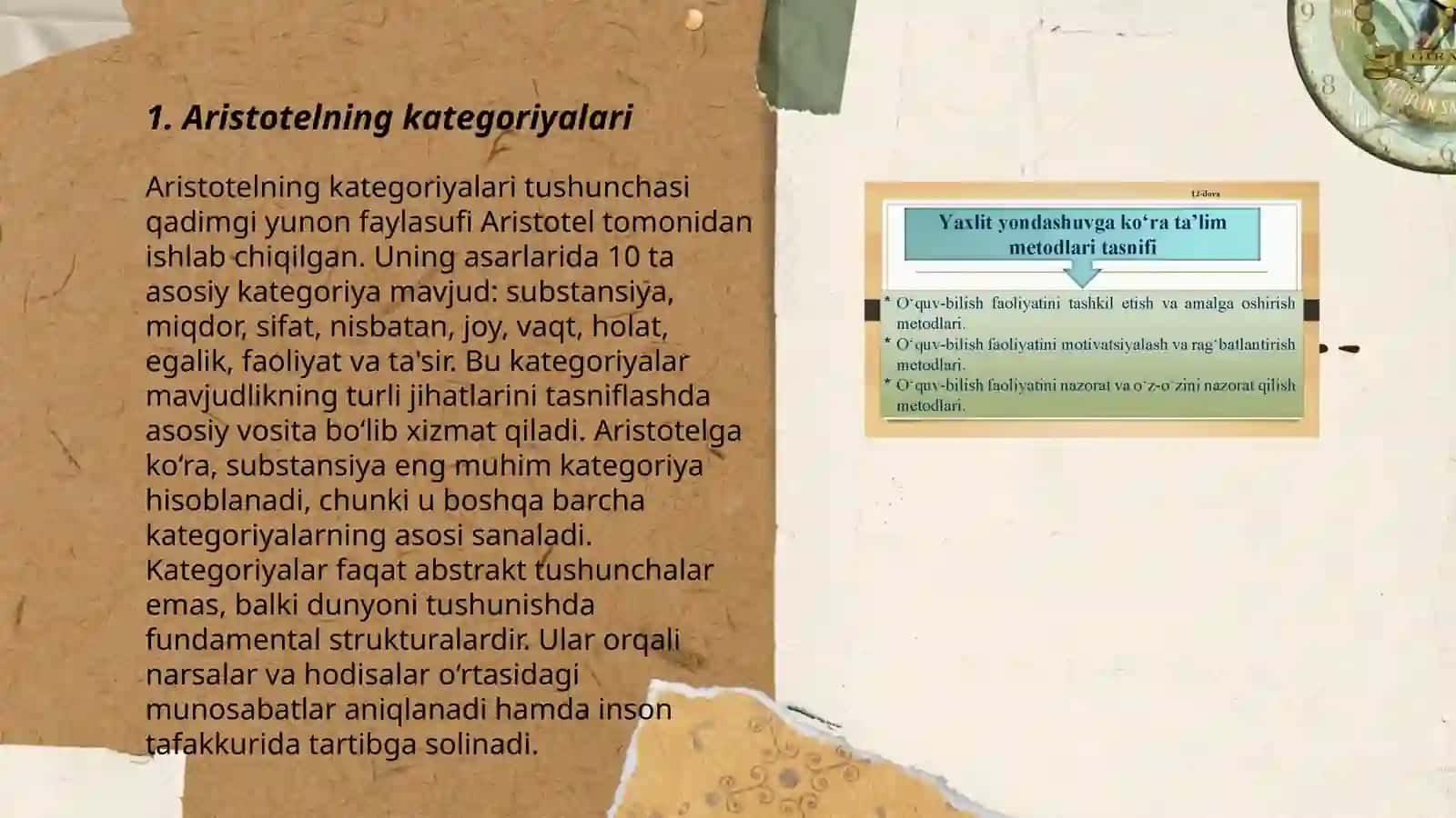 Aristotel,Farobiy,va Kantning ontologiyasida kategoriyalar tasnifini 3