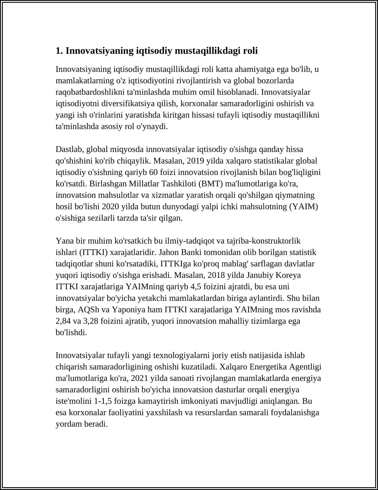 INNOVATSIYANING IQTISODIY MUSTAQILLIKKA TA`SIRI 3