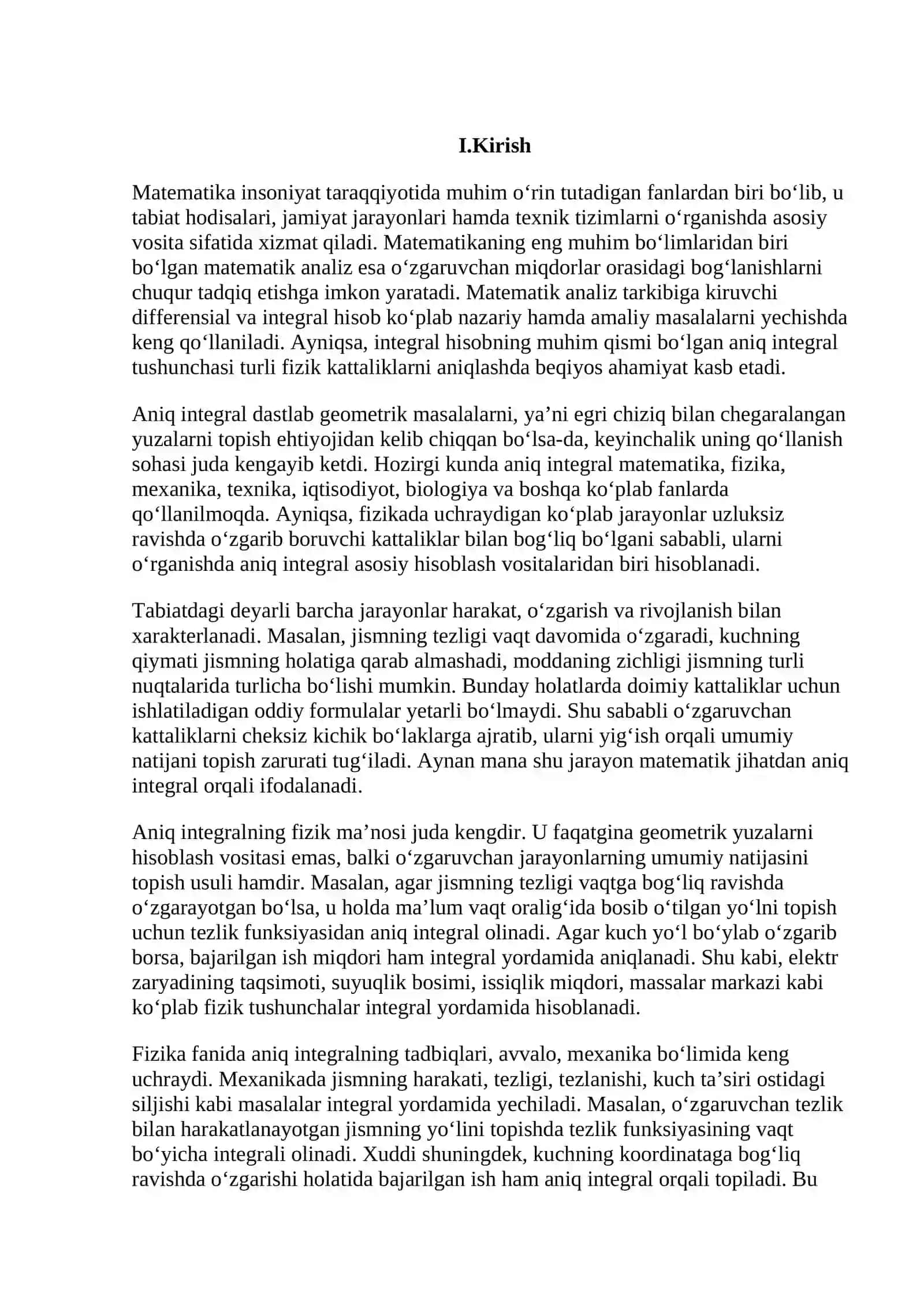 Aniq integralning fizika tadbiqlari 3