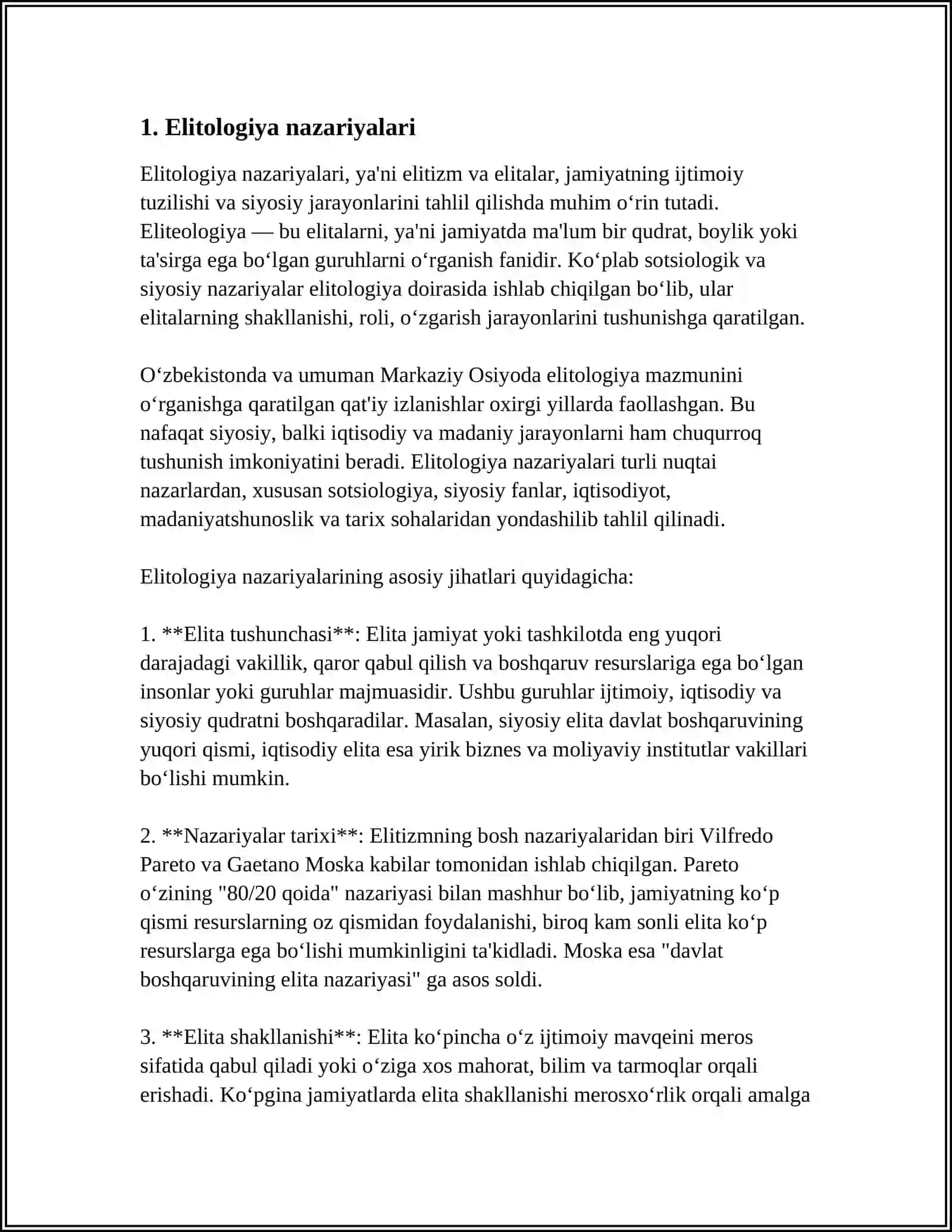 ELITOLOGIYANING ASOSIY BO'LIMLARI VA MUAMMOLI BLOKLARI 3