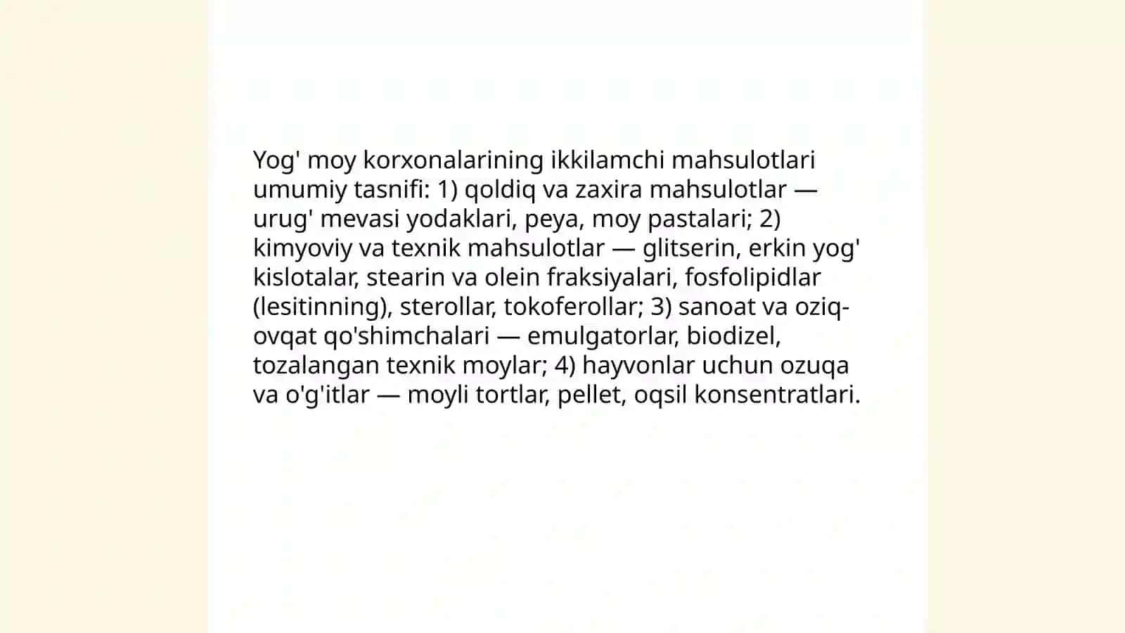Yog' Moy korxonalarini ikkilamchi maxsulotlari 3
