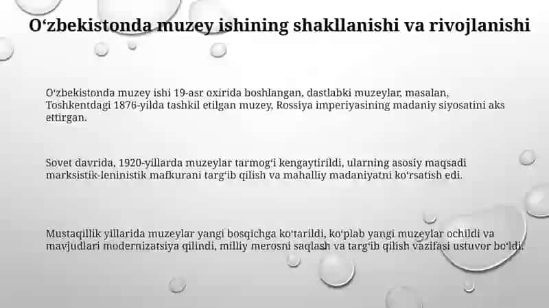 O‘ZBEKISTONDA MUZEY IShI TARIXI 3