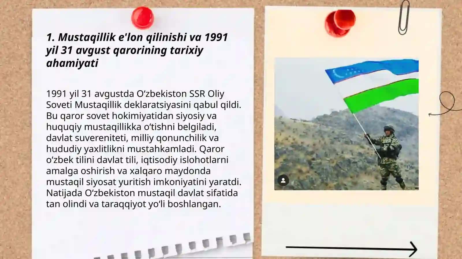Mustaqil O‘zbekiston Respeblikasi tashkil topishining tarixiy ahamiyati 3