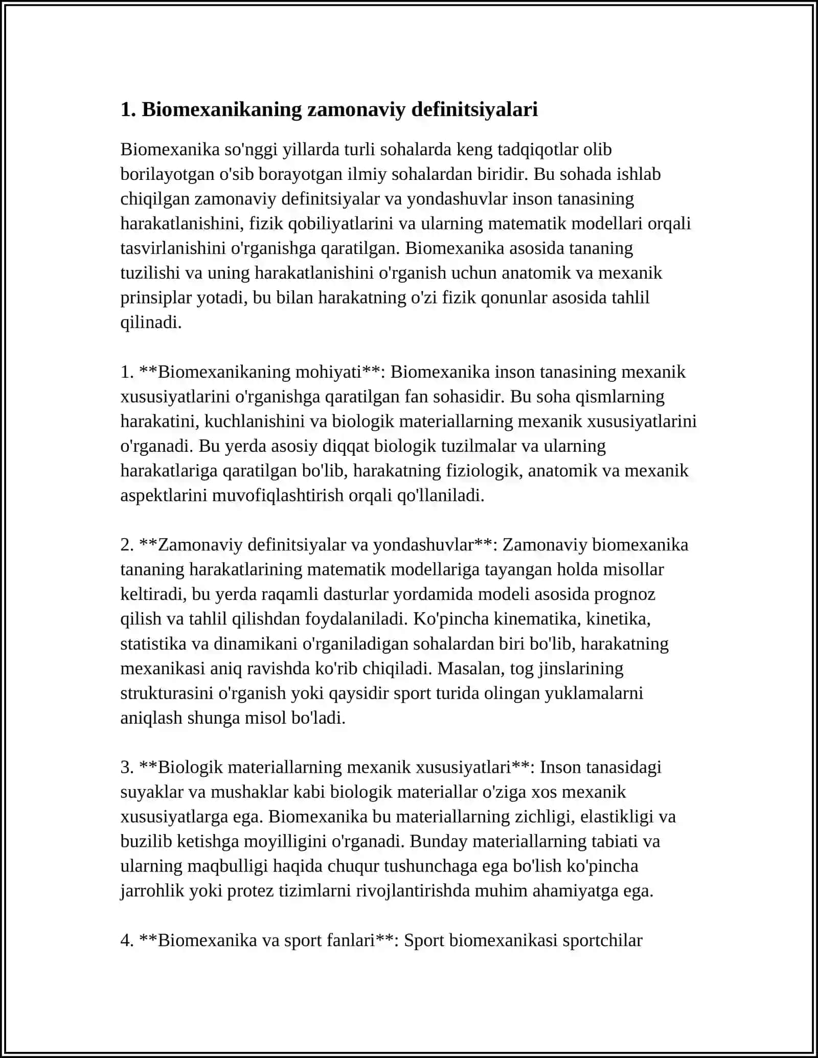MUSTAQIL ISH Mavzu: BIOMEXANIKANING ZAMONAVIY RIVOJLANISH BOSQICHI 3