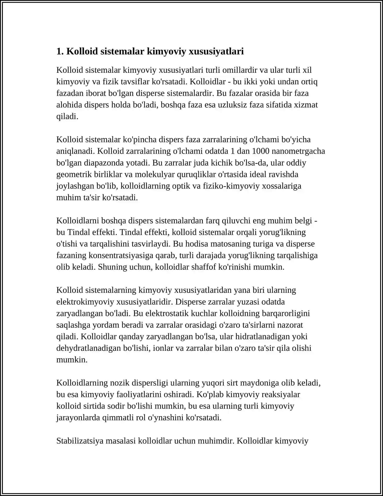 Kolloid sistemalar va kimyoviy tarbiya 3