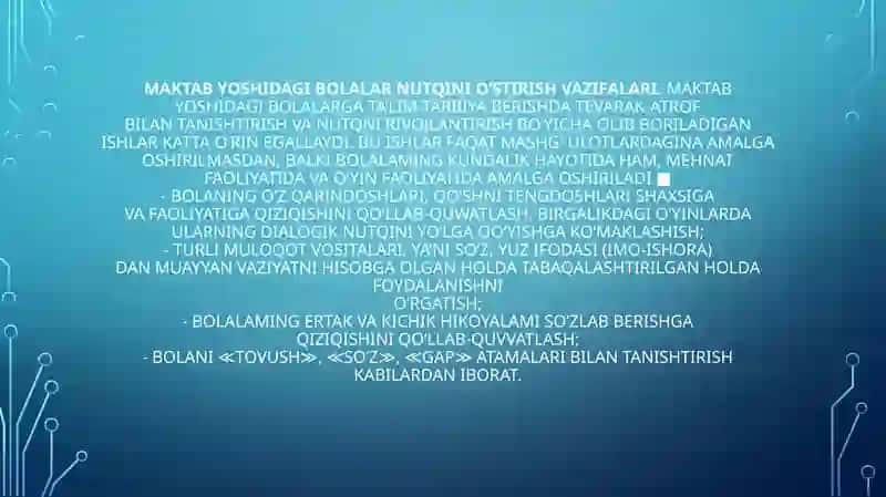 MAKTAB YOSHIDAGI BOLA NUTQINI O’STIRISH 3