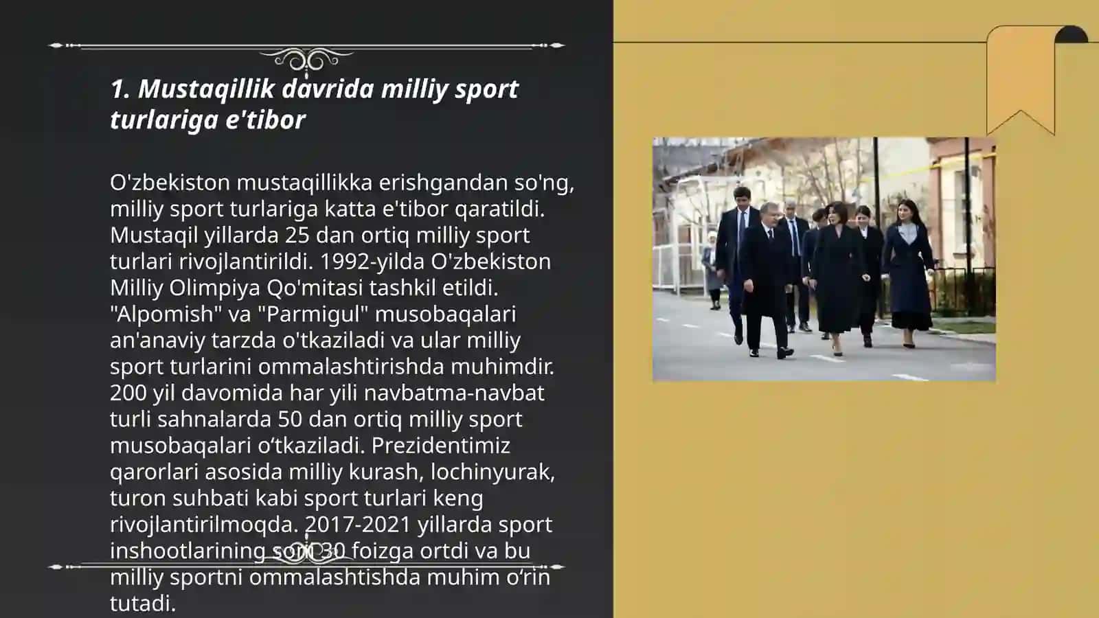 Mustaqillik yillarida madaniyat va san'at sohasi milliy sport turlarining rivojlanishi 3