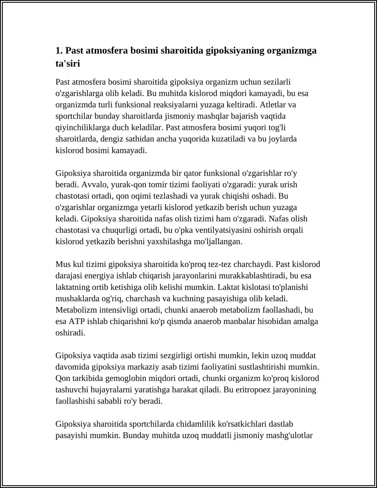 ATMOSFERA BOSIMI PAST SHAROITLARDA SPORTCHI ORGANIZMIDA YUZAGA KELADIGAN FUNKSIONAL O'ZGARISHLAR 3