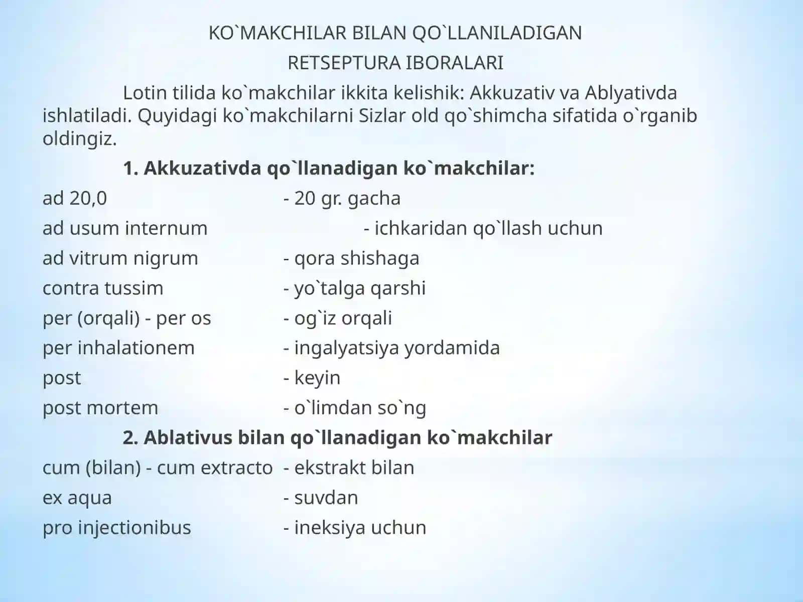 STANDART RETSEPTURA FORMULIROVKALARI KO‘MAKCHILARBILAN 3