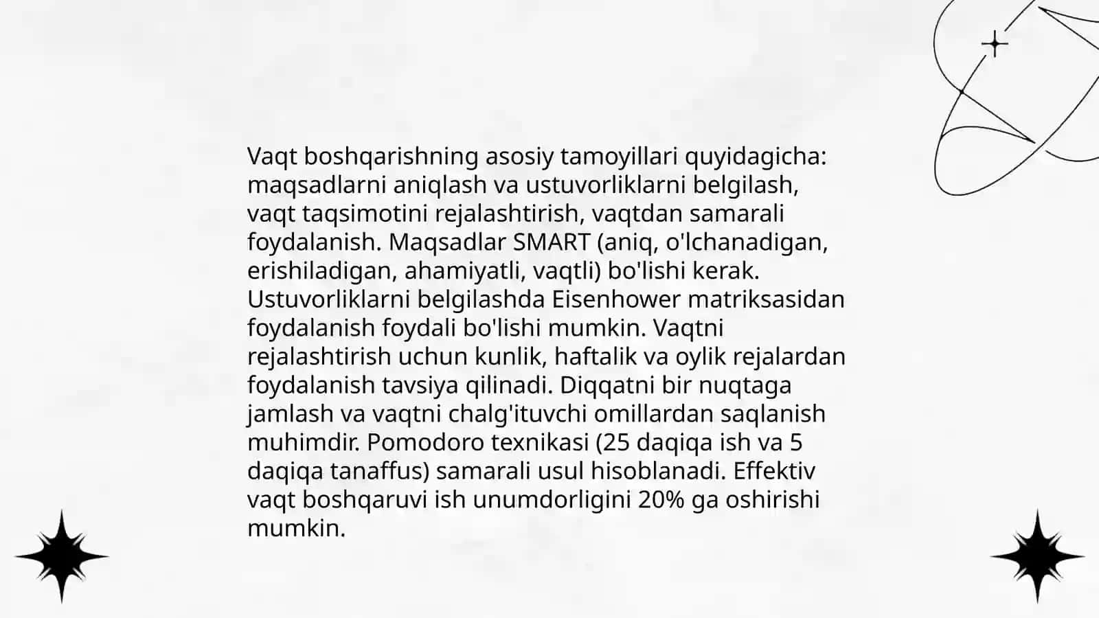 Vaqtni boshqarish usullari 3
