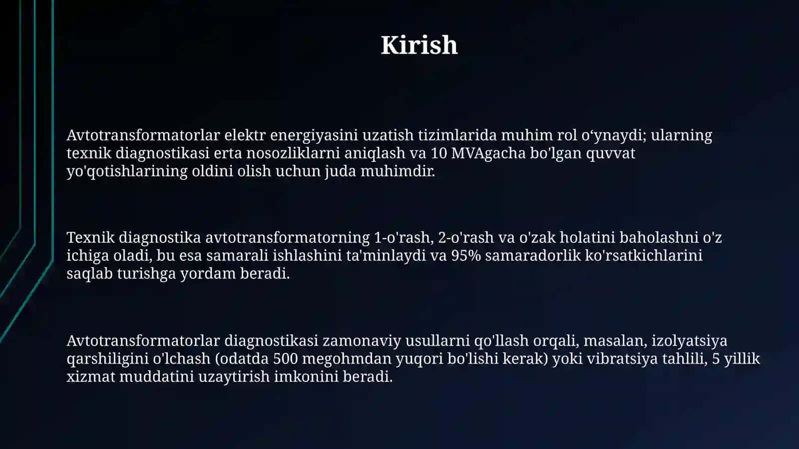 Avtotransformatorlarni texnik diagnostika qilish 3