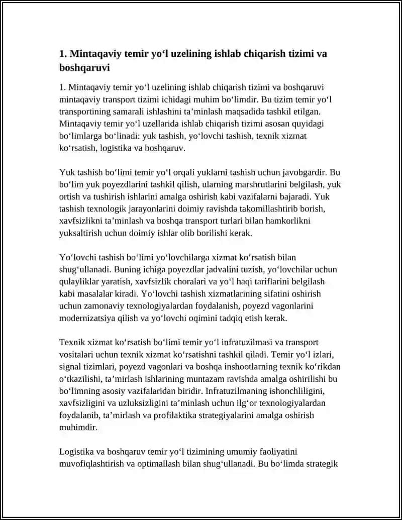 Mintaqaviy Temir Yoʻl Uzelining Ishlab Chiqarish Faoliyati 3