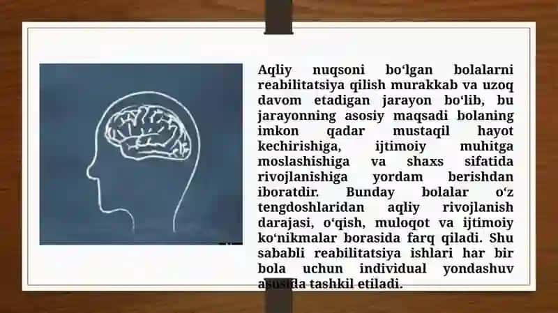 Aqliy nuqsoni bo’lgan bolalarni reabilitatsiya qilish (TAQDIMOT) 3