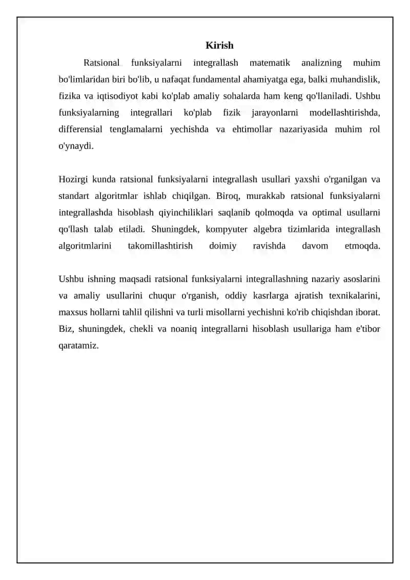 Kasr ratsional funksiyalarni integrallash 3