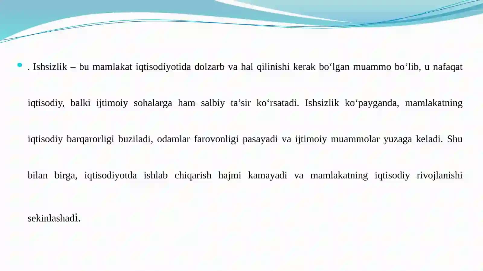 “Ishsizlikning ijtimoiy-iqtisodiy oqibatlari va Ouken qonuni” 3