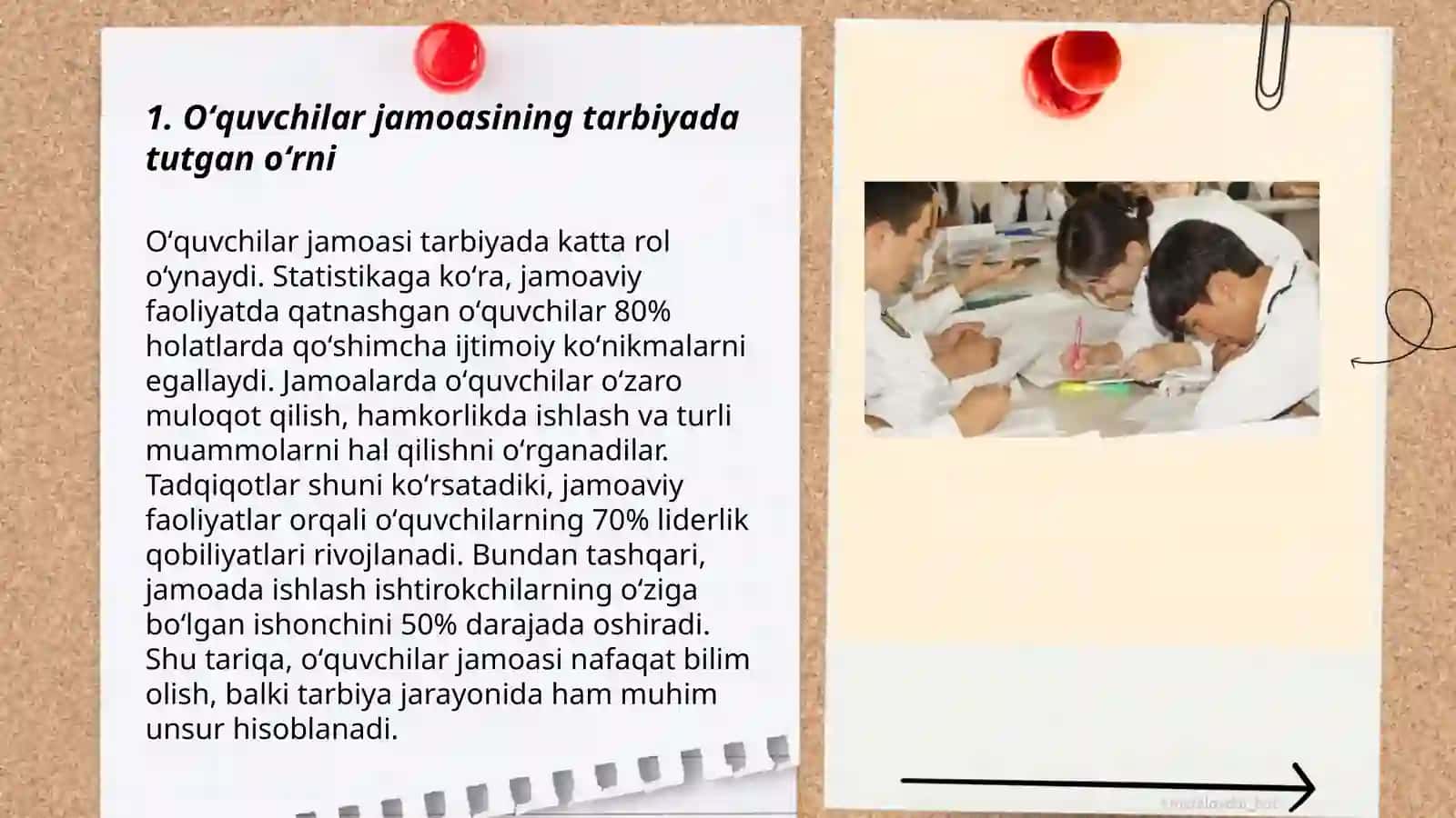 Oʻquvchilar jamoasi - yagona pedagogik jarayonning asosiy shakli 3