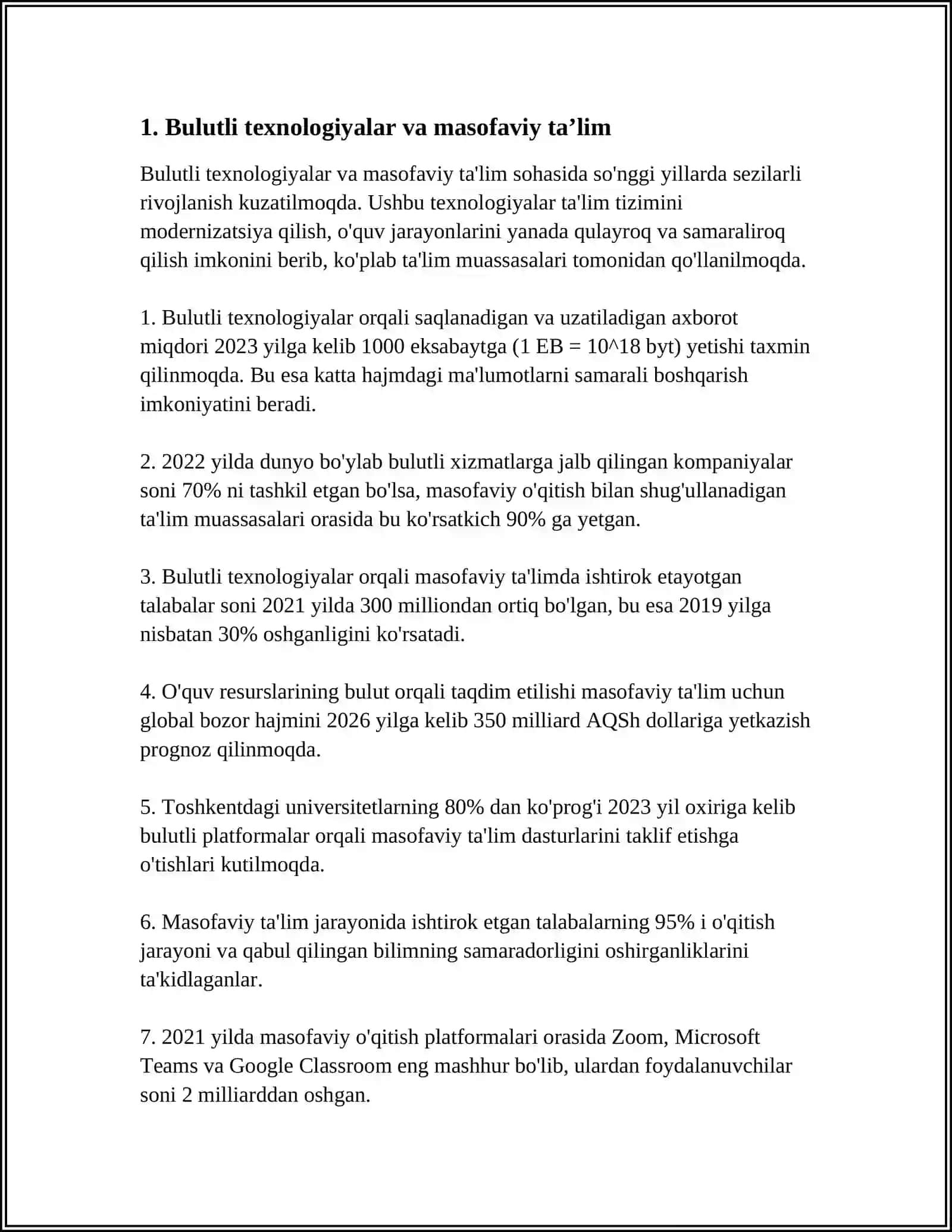 BULUTLI TEXNOLOGIYALARNING TAʼLIMIDAGI AHAMYATI 3