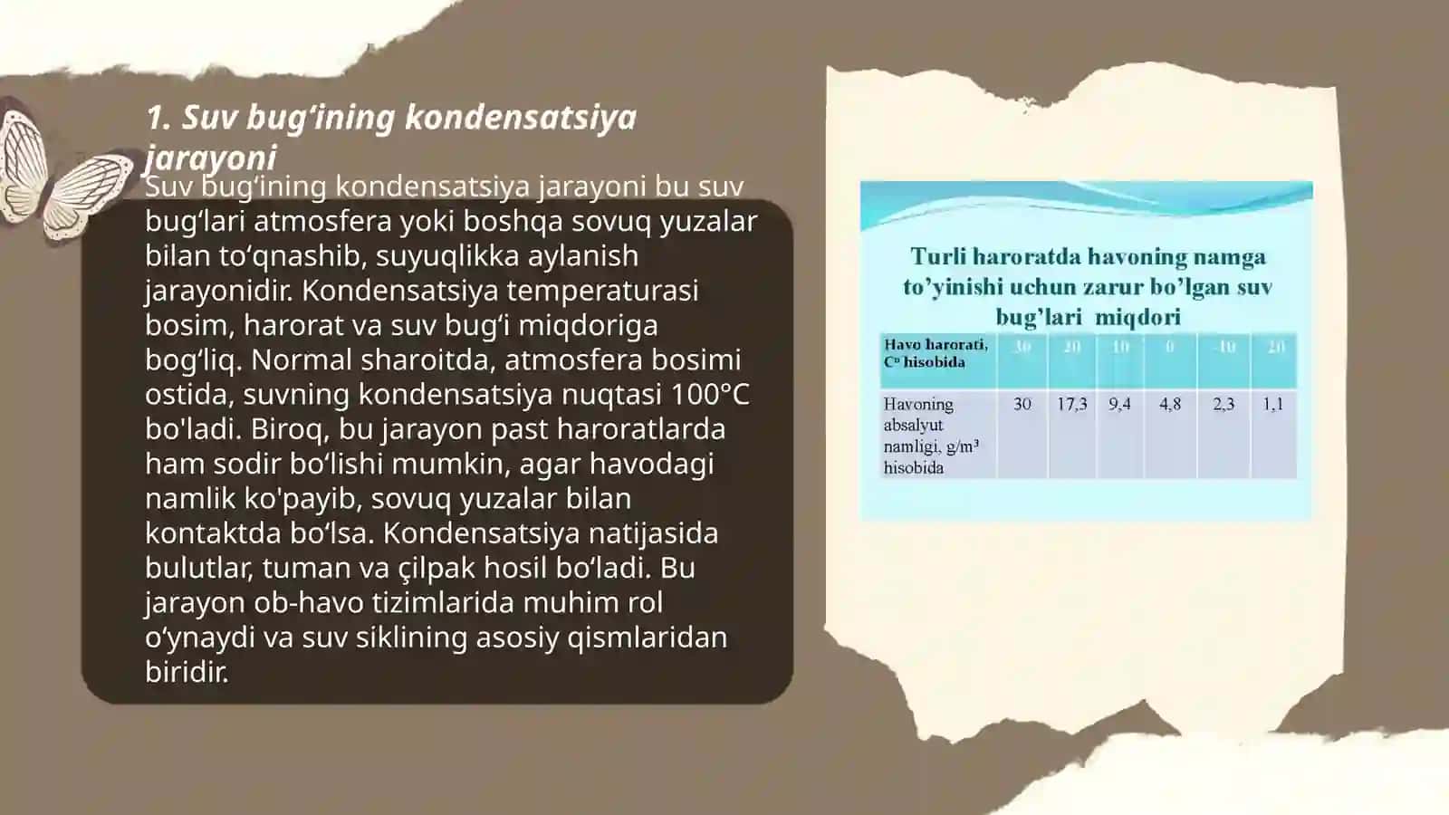 Atmosferada suv bugʻining kondensatsiya va sublimatsiya shartlari 3