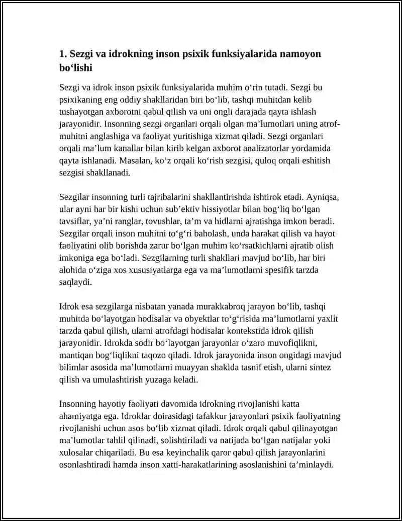 INSONDA PSIXIK FUNKSIYALAR NAMAYON BO'LISHI 3