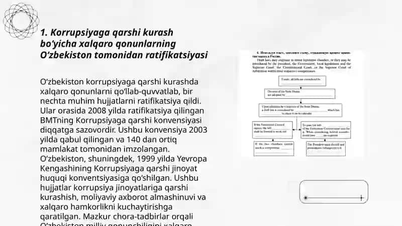 Korrupsiyaga qarshi kurash bo‘yicha xalqaro qonunlar va qarorlarning O‘zbekistonda ratifikatsiya qilishning ahamiyati 3