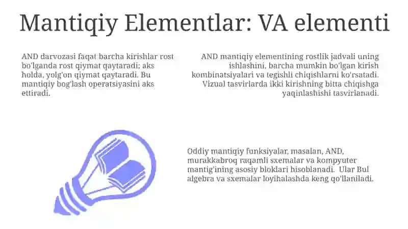 Elementar mantiq funksiyalarini aks ettiruvchi taqdimot 3