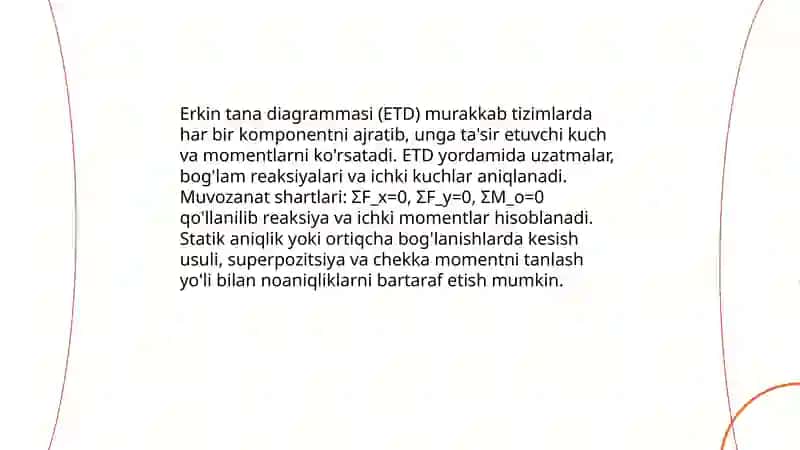Erkin tana diagrammasi va murakkab tizimlarda kuch momenti 3