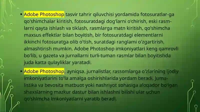 Adobe Photoshop dasturining asosiy imkoniyatlari 3