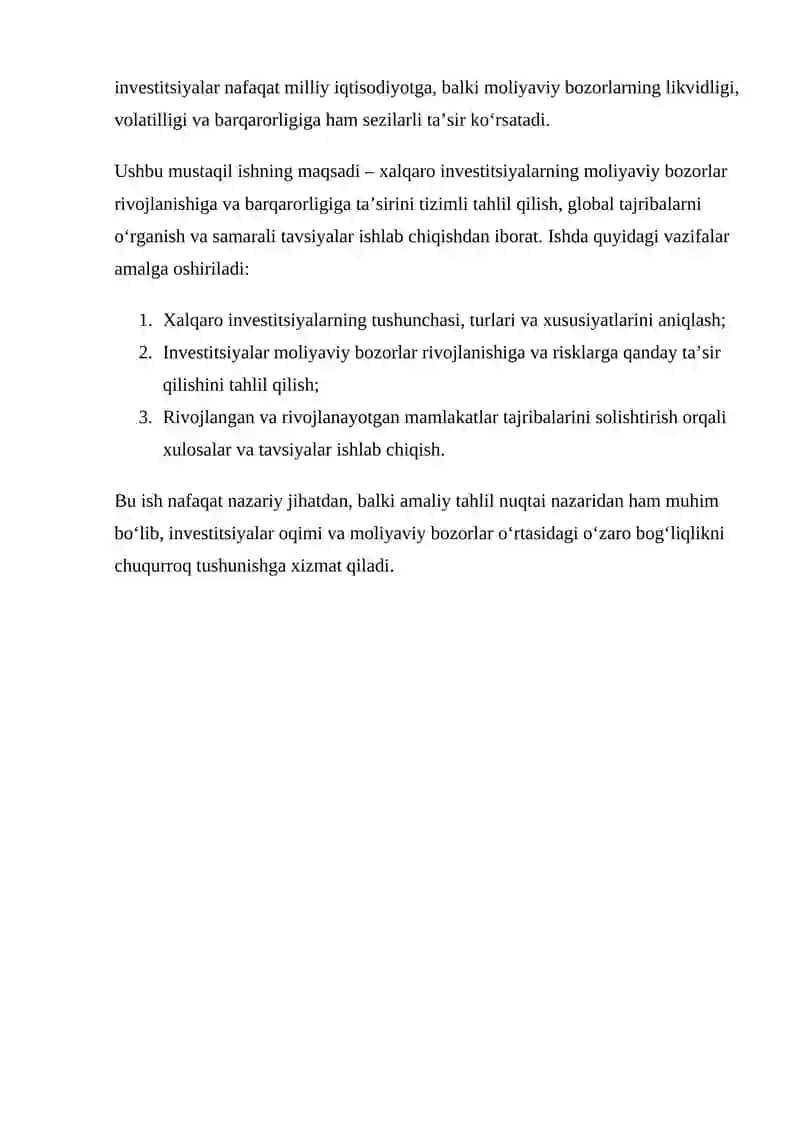 Xalqaro investitsiyalar va ularning moliyaviy bozorlariga ta’siri 3