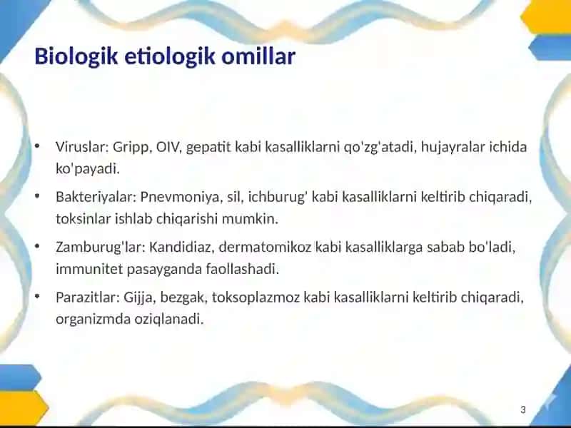 Etiologik omillarning organizmga ta'siri: Kompleks tahlil 3