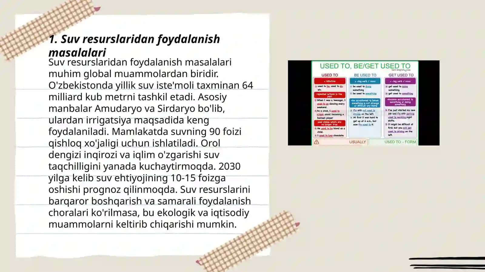 Suv resurslaridan foydalanish masalalari 3