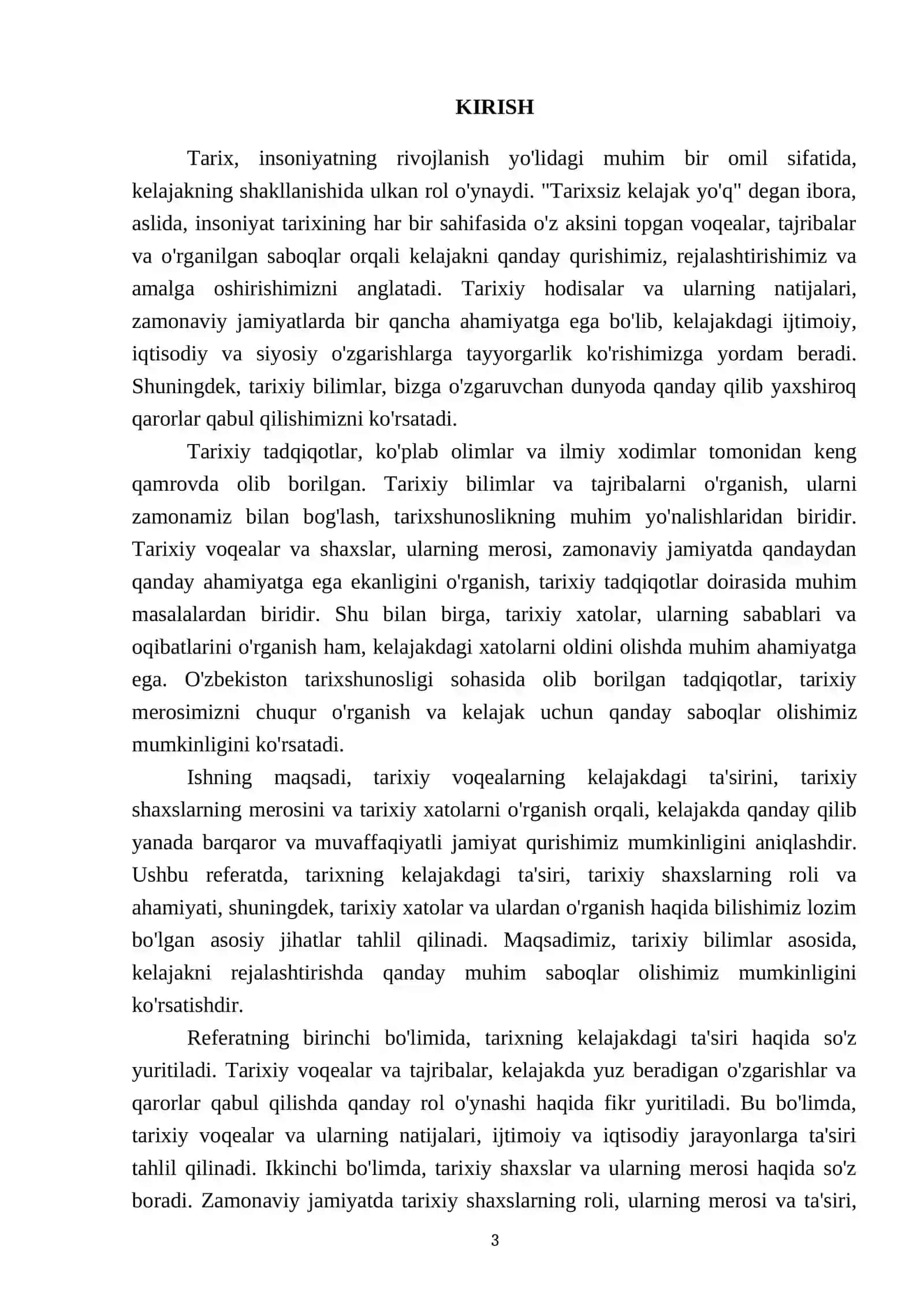 Tarixsiz kelajak yo'q 3