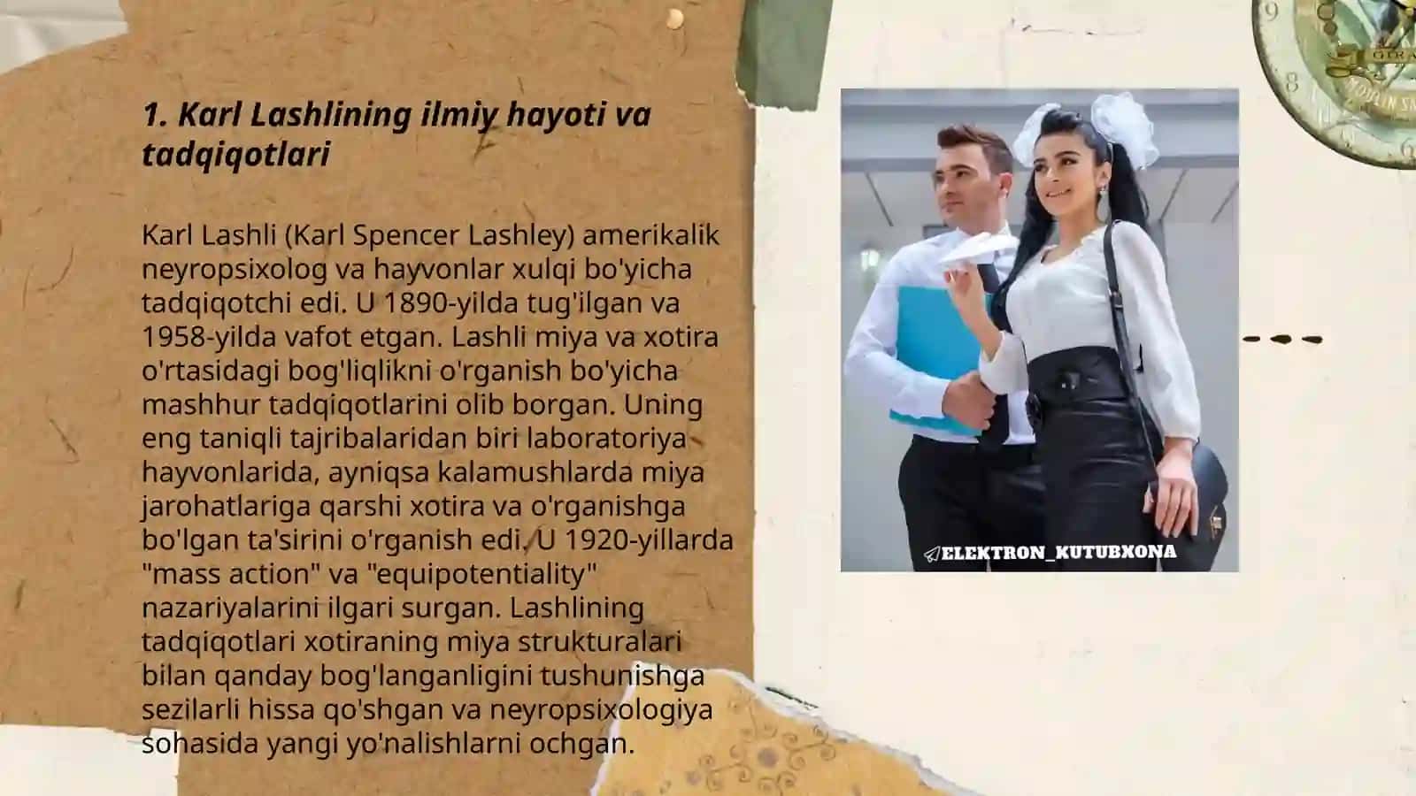 Karl Lashli. Zenchinko Petr Ivanovich. Kamola Farfieva hayoti va psixologiyaga qo'shgan hissalari 3