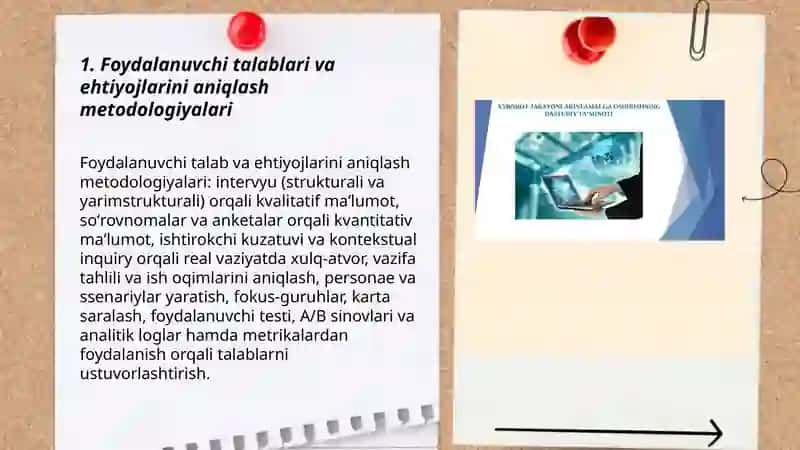 Foydalanuvchi talablari va ehtiyojlarini aniqlash metodologiyalari 3